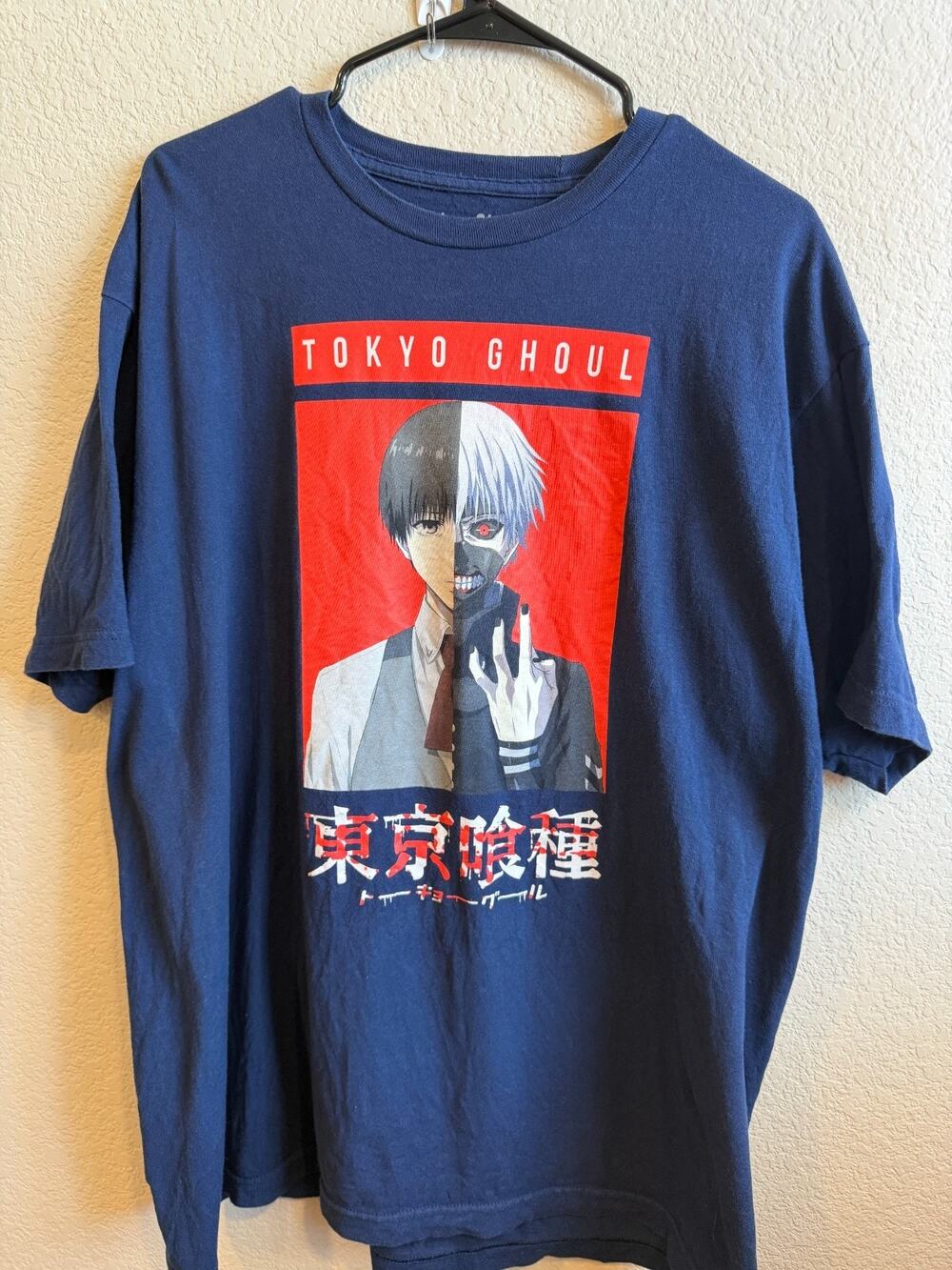 Tokyo Ghoul Ken Kaneki Anime Graphic T-Shirt Men's XL Dark Navy Funimation